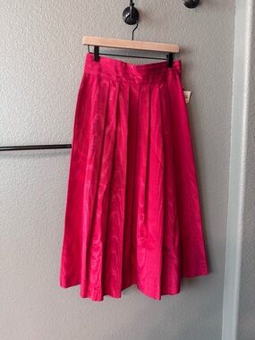 Vintage 80s 90s Charter Club Red Moire Pleated Skirt NWT Size 10